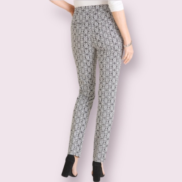 Chico’s Secret Stretch Tile-Print Straight-Leg Pants - Picture 2 of 14